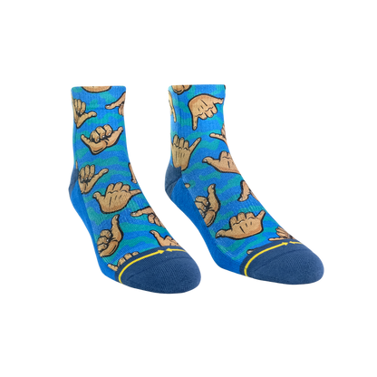 Shaka Quarter Adult Crew Socks With Art By Jimbo Phillips