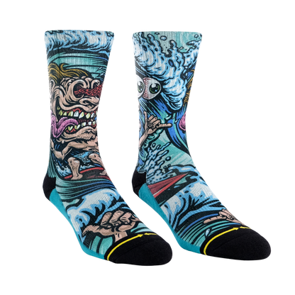 Surf Freak Adult Crew Socks Art By Jimbo Phillips
