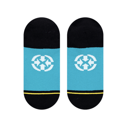 Turquoise Water Color Adult No Show Sock With Art By Daniel Jean-Baptiste