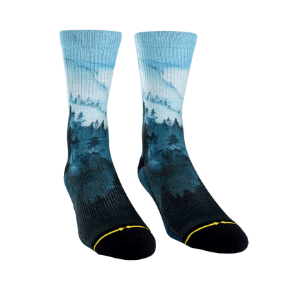 Big Sur Mist Adult Crew Socks with Art by Maia Negre