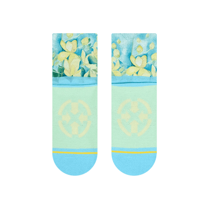 Cassia Flowers Adult Quarter Crew Socks With Art By Maia Negre