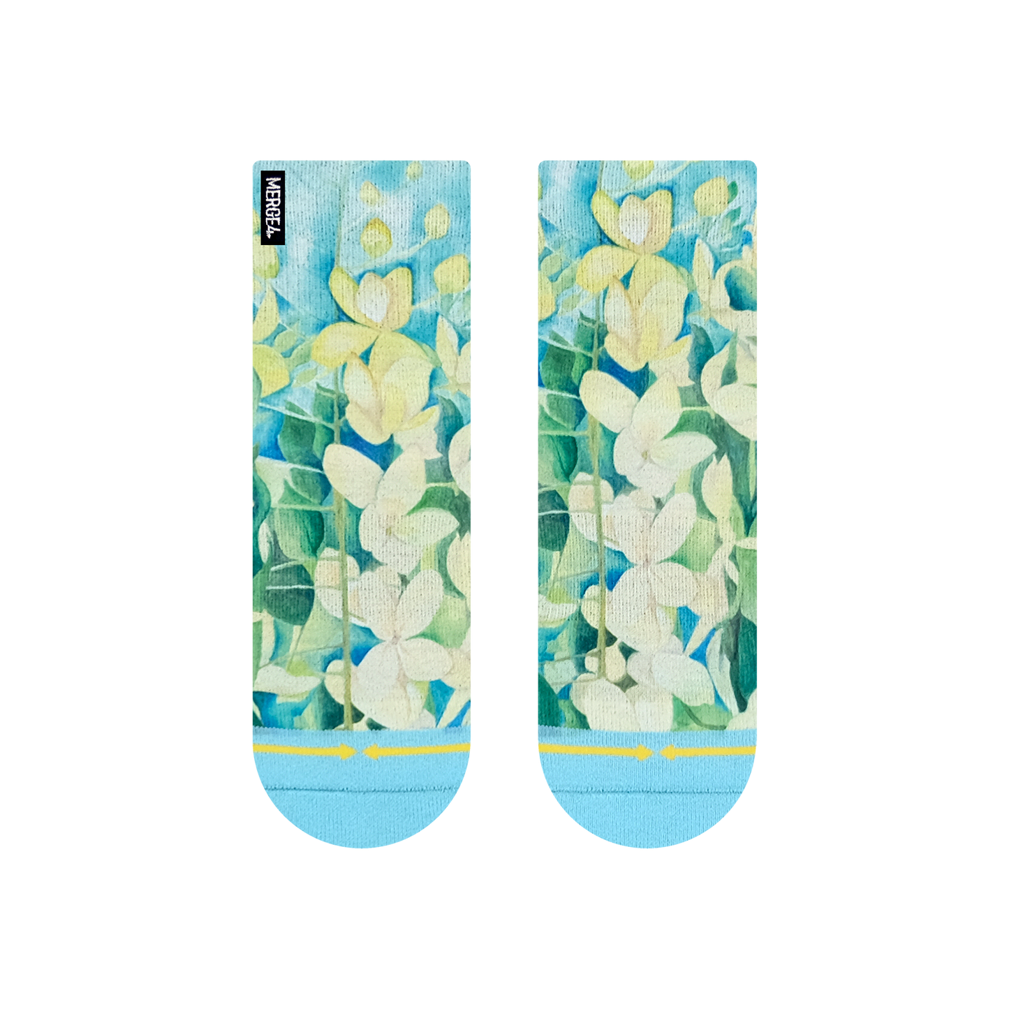 Cassia Flowers Adult Quarter Crew Socks With Art By Maia Negre
