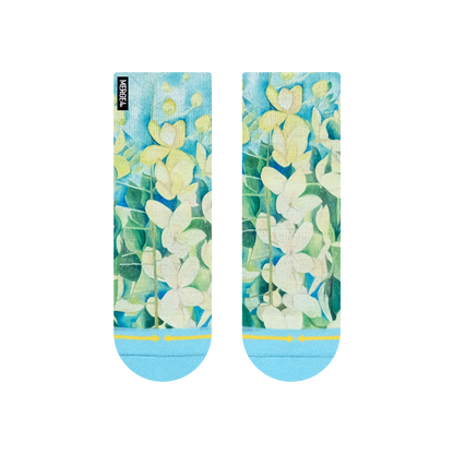 Cassia Flowers Adult Quarter Crew Socks With Art By Maia Negre