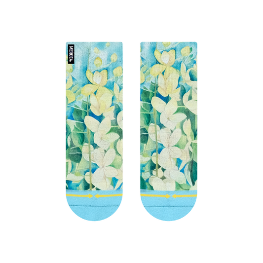 Cassia Flowers Adult Quarter Crew Socks With Art By Maia Negre