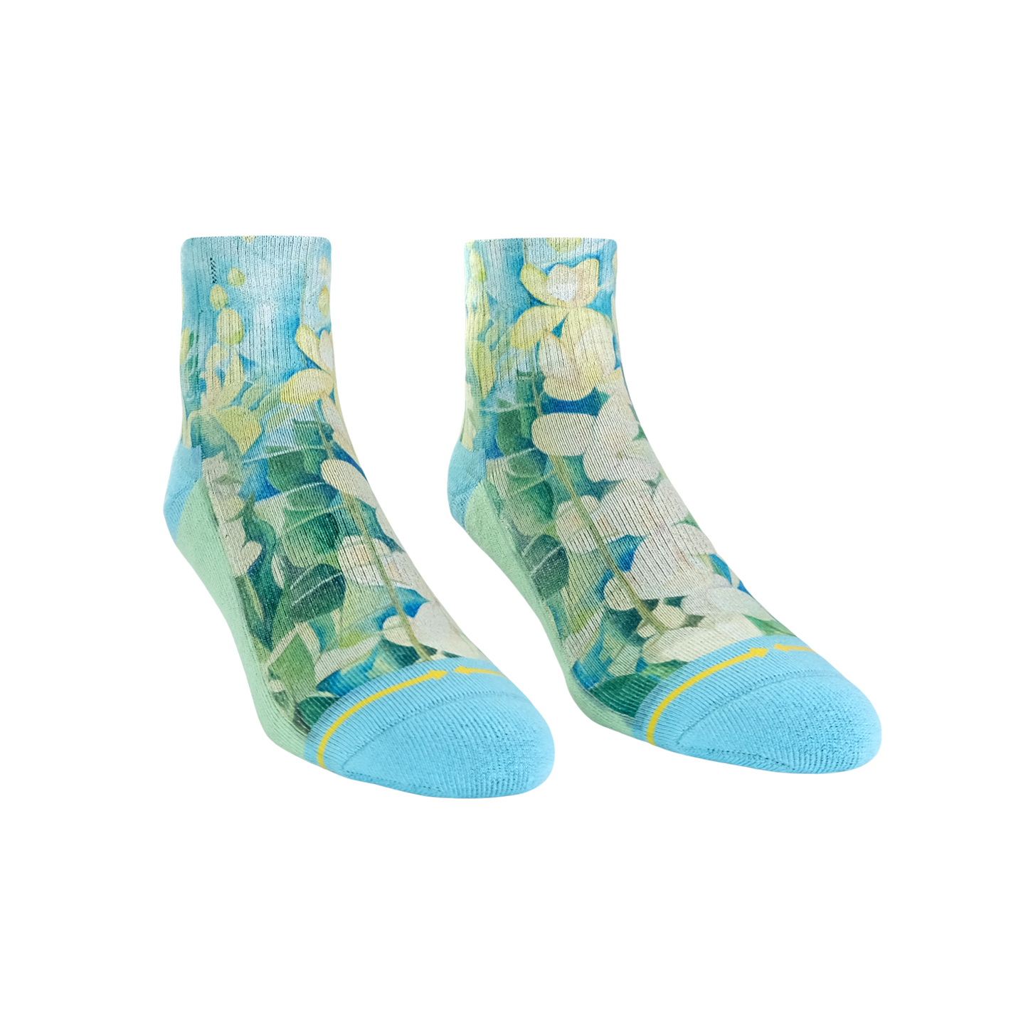 Cassia Flowers Adult Quarter Crew Socks With Art By Maia Negre