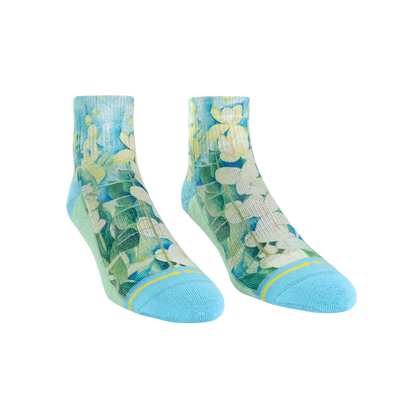 Cassia Flowers Adult Quarter Crew Socks With Art By Maia Negre