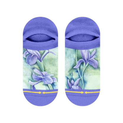Irises Women's No Show Socks With Art By Maia Negre