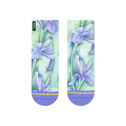 Irises Women's Quarter Crew Socks With Art By Maia Negre