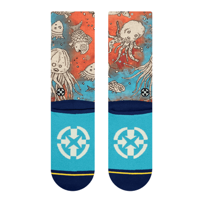Artful Oceans Creatures Adult Crew Socks With Art By Bad Otis Link