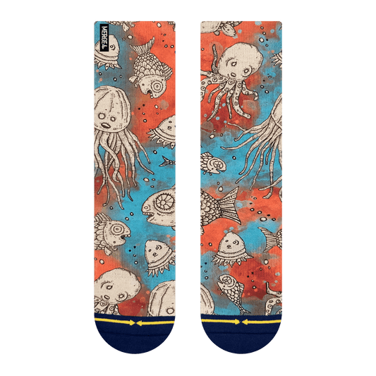 Artful Oceans Creatures Adult Crew Socks With Art By Bad Otis Link