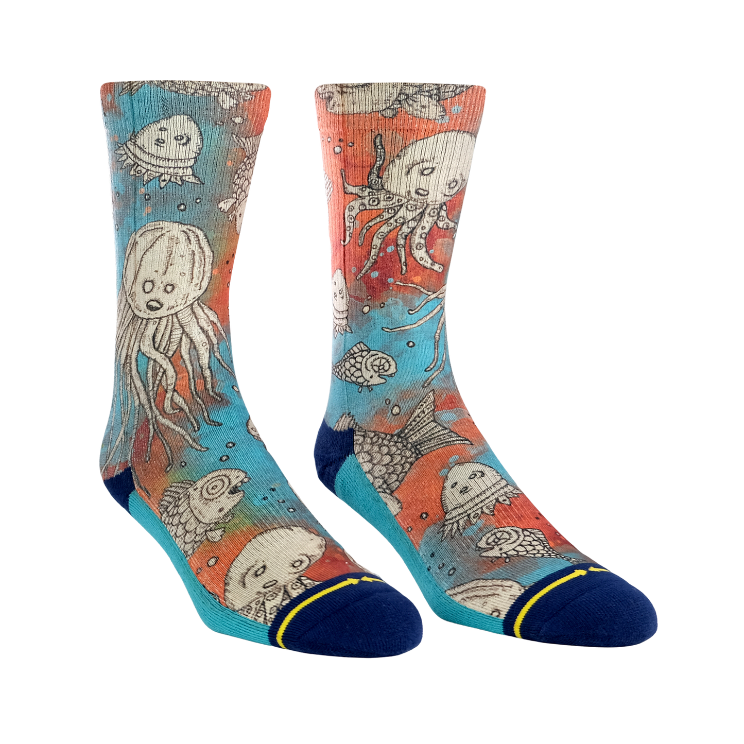 Artful Oceans Creatures Adult Crew Socks With Art By Bad Otis Link