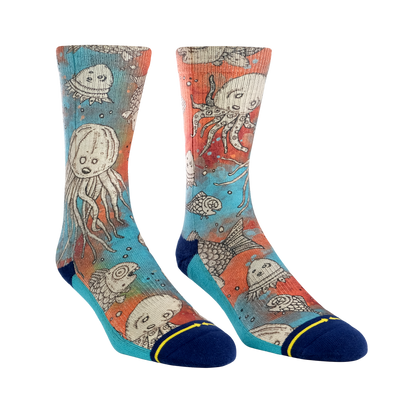 Artful Oceans Creatures Adult Crew Socks With Art By Bad Otis Link
