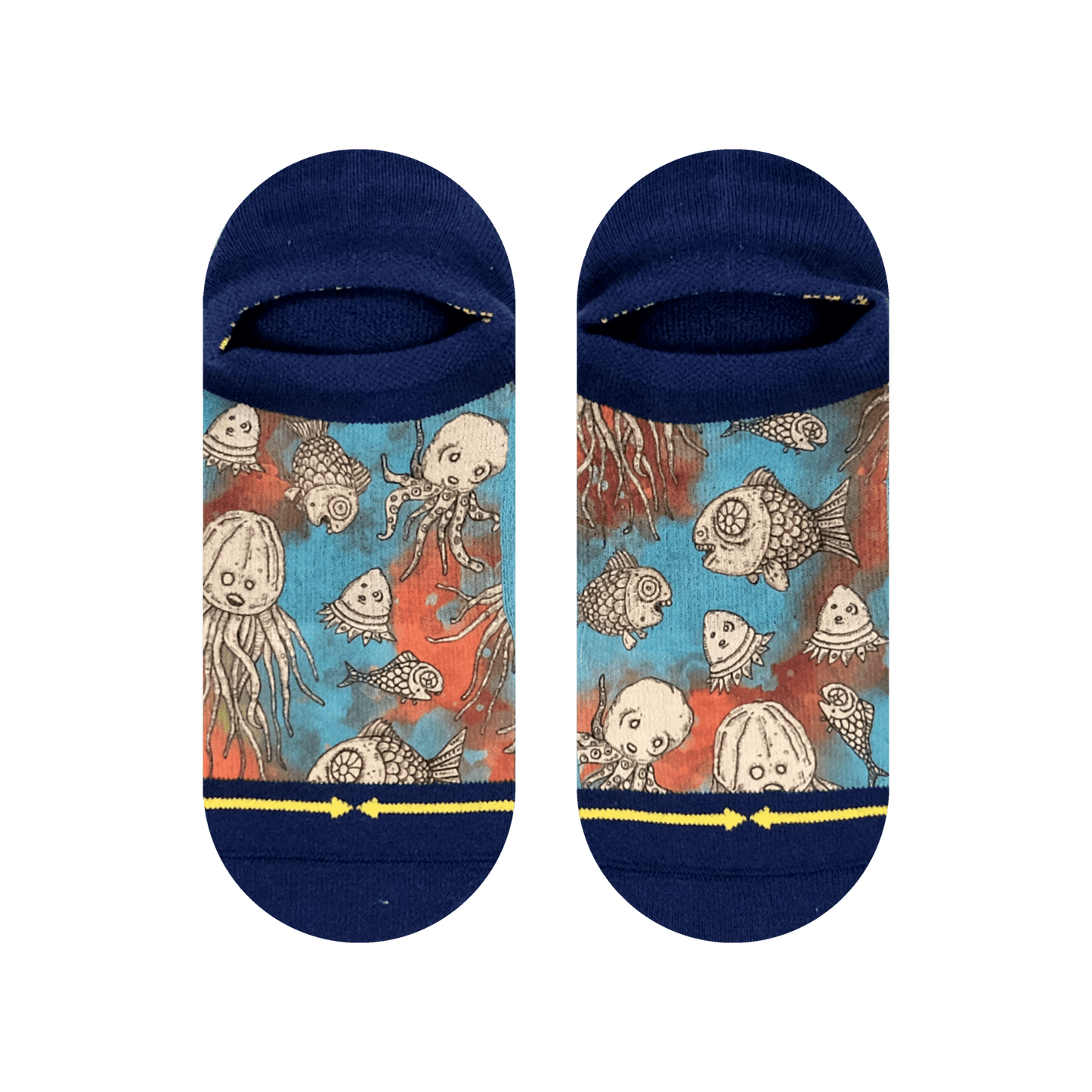 Oceans Adult No Show Sock With Art By Bad Otis Link