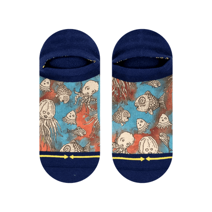 Oceans Adult No Show Sock With Art By Bad Otis Link