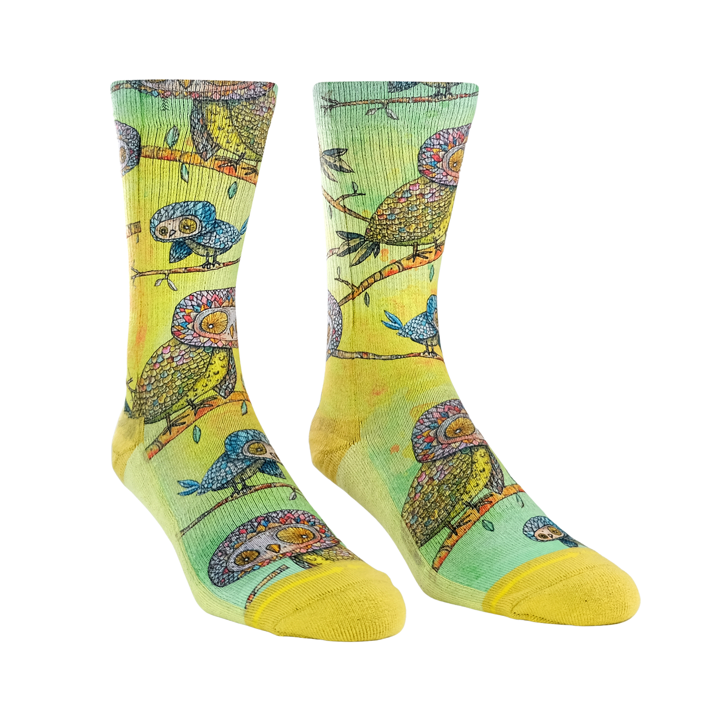 Owls Animal Adult Crew Socks With Art By Bad Otis Link