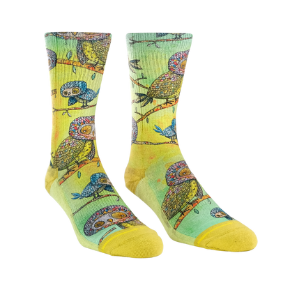 Owls Animal Adult Crew Socks With Art By Bad Otis Link