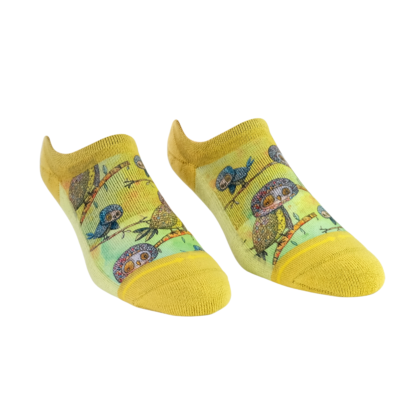 Owl Adult No Show Socks With Art By Bad Otis Link