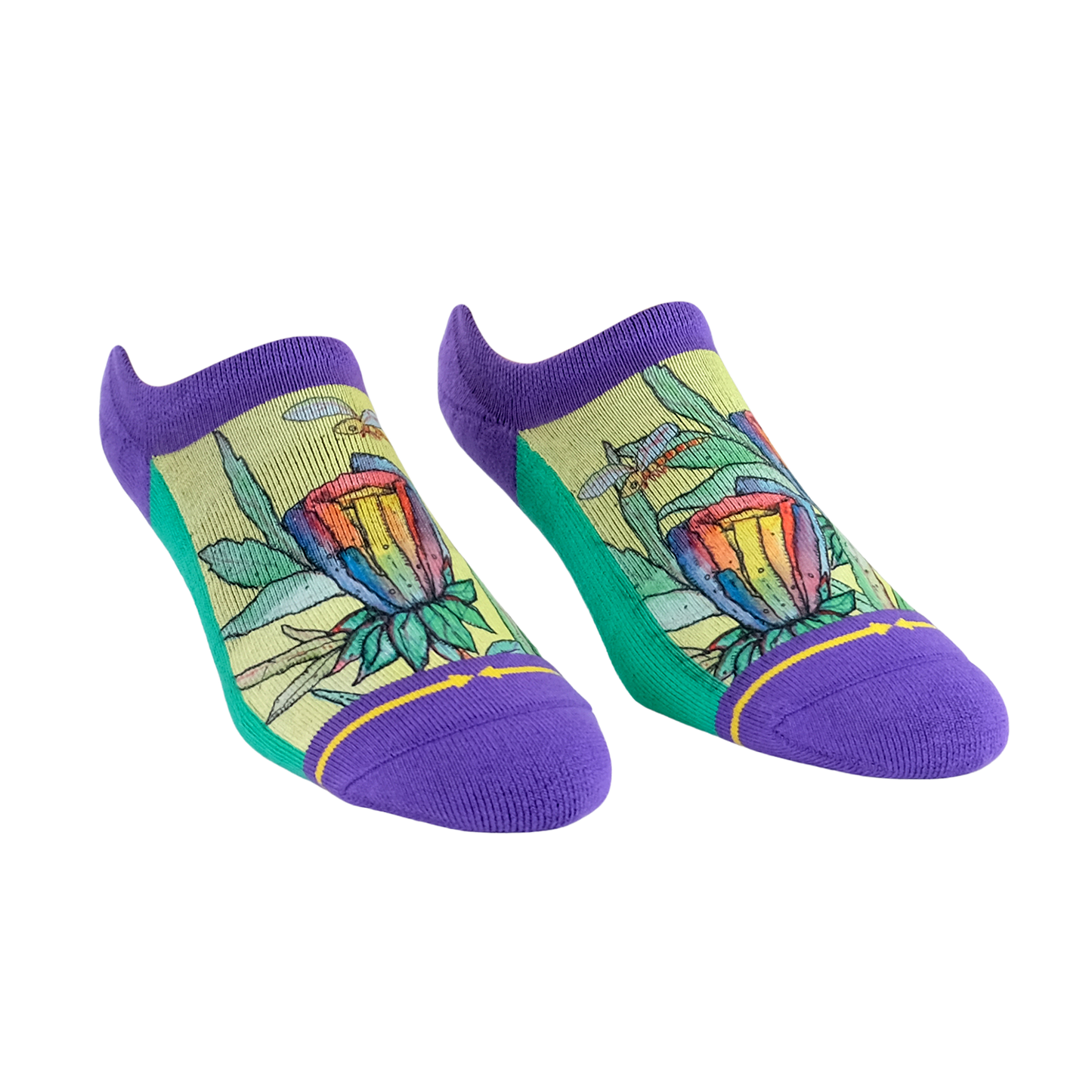 Rainbow Flower Adult No Show Socks With Art By Bad Otis Link
