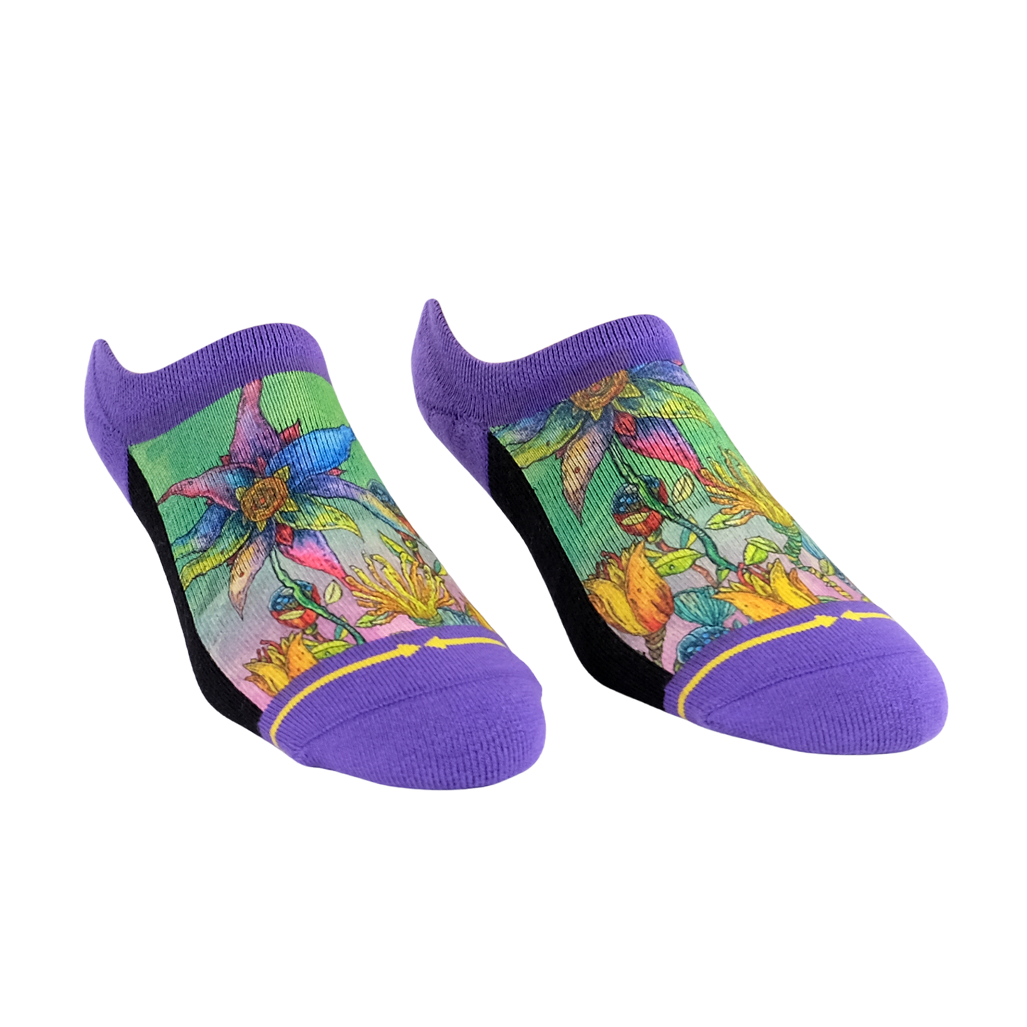 Starflower Adult No Show Sock With Art By Bad Otis Link