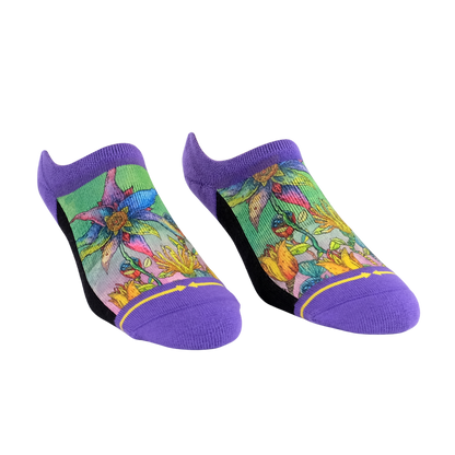 Starflower Adult No Show Sock With Art By Bad Otis Link