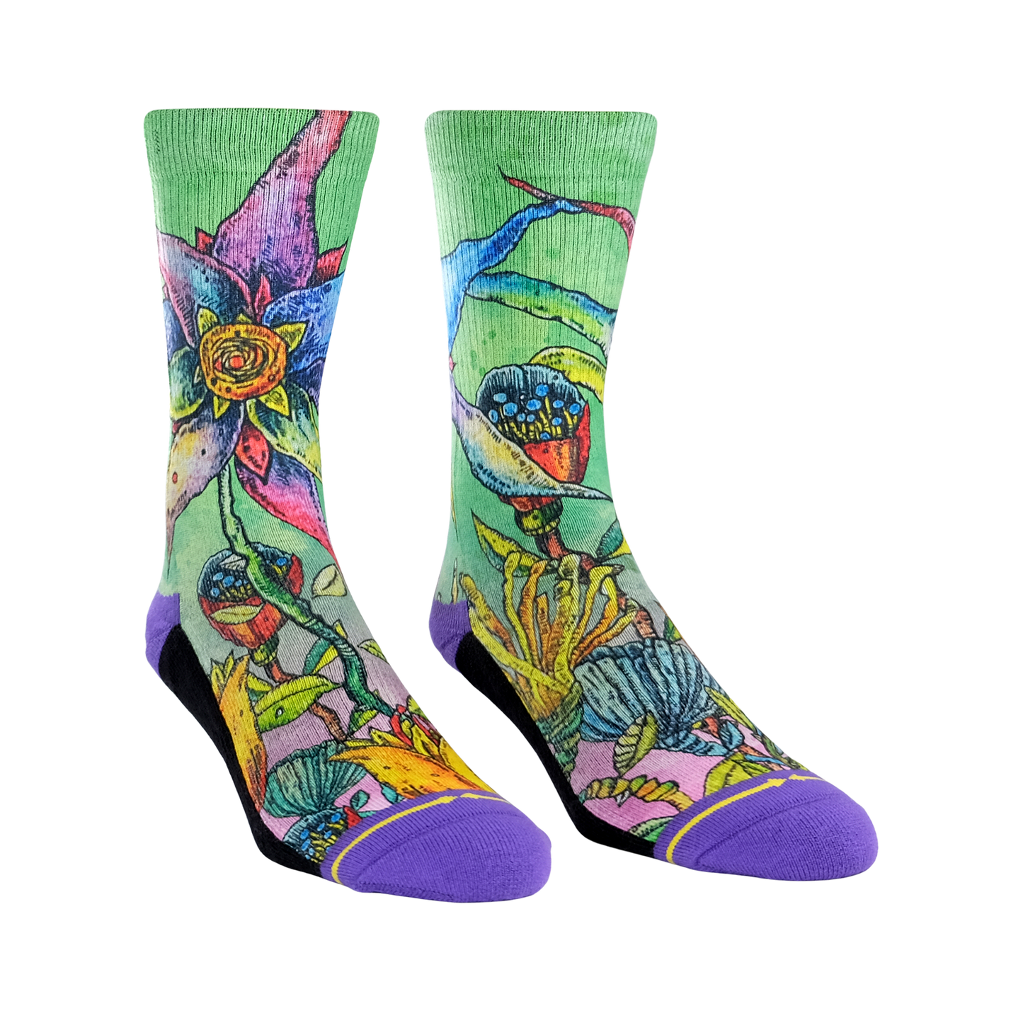 Starflower Adult Crew Socks With Art By Bad Otis Link