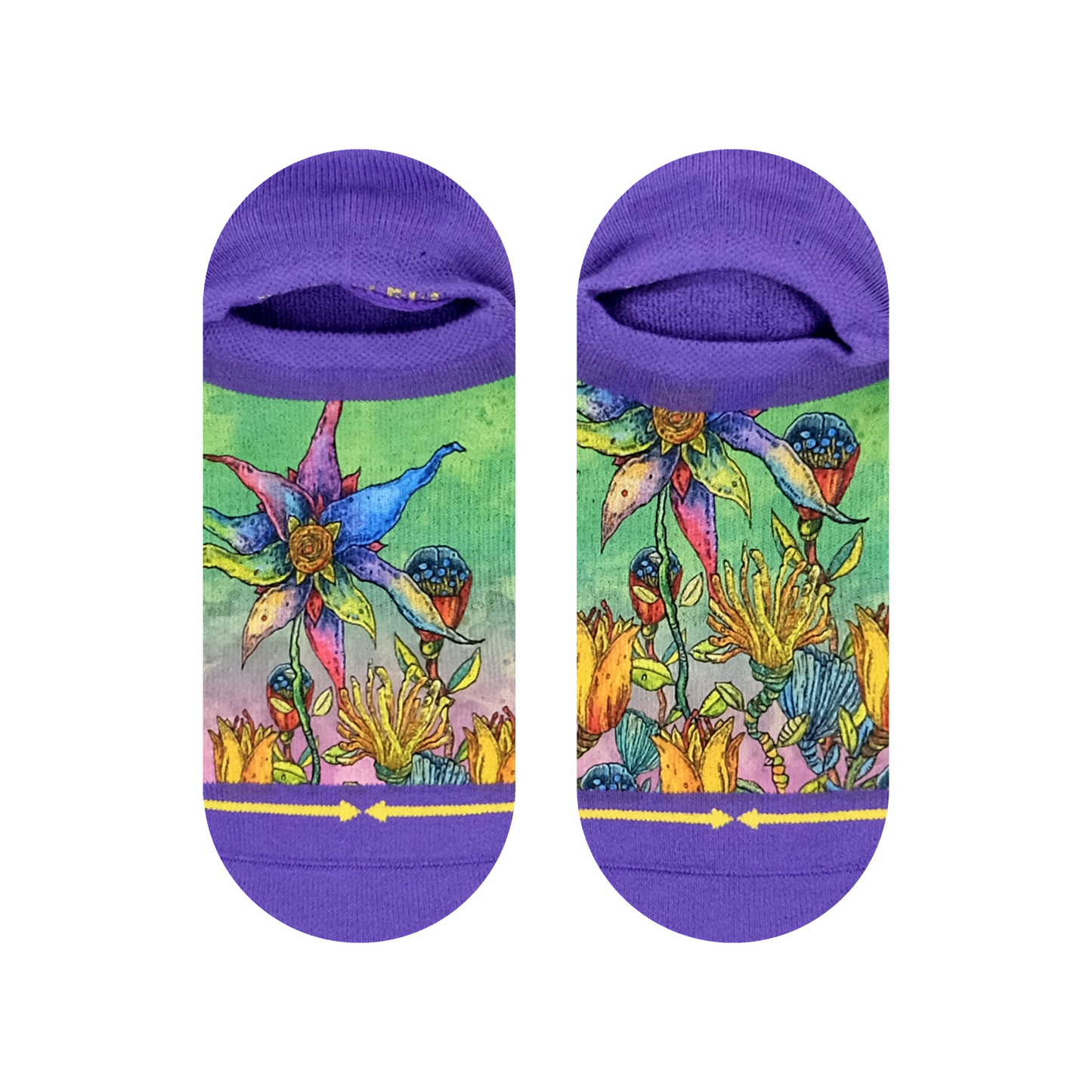 Starflower Adult No Show Sock With Art By Bad Otis Link