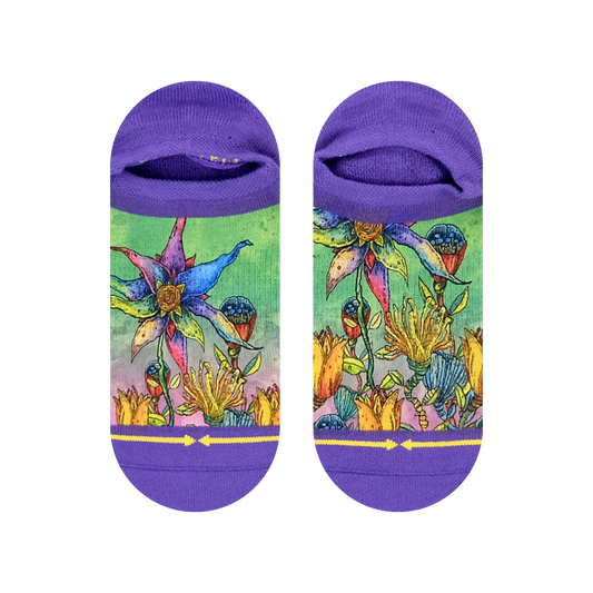 Starflower Adult No Show Sock With Art By Bad Otis Link