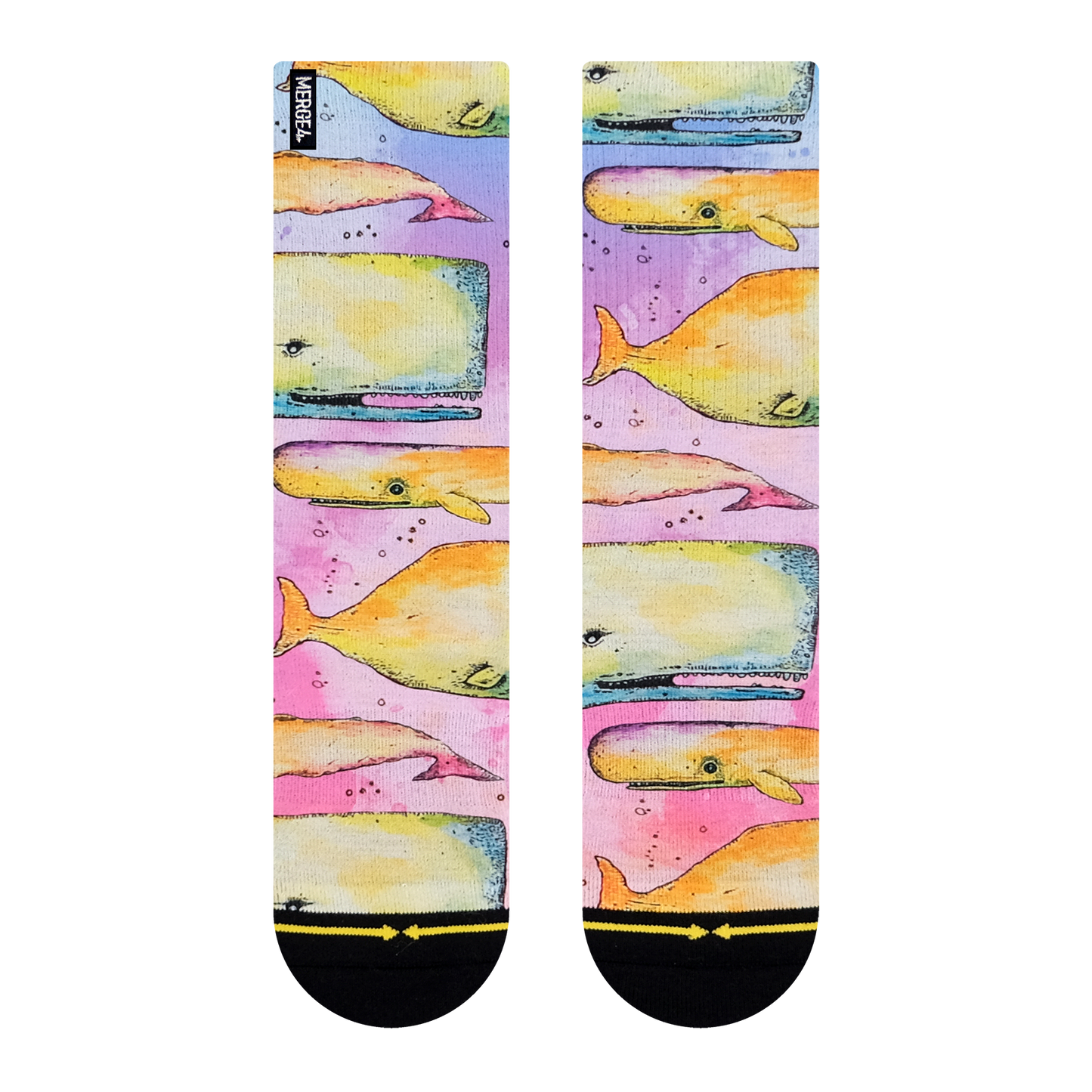 Whale Watercolor Adult Crew Socks With Art By Bad Otis Link