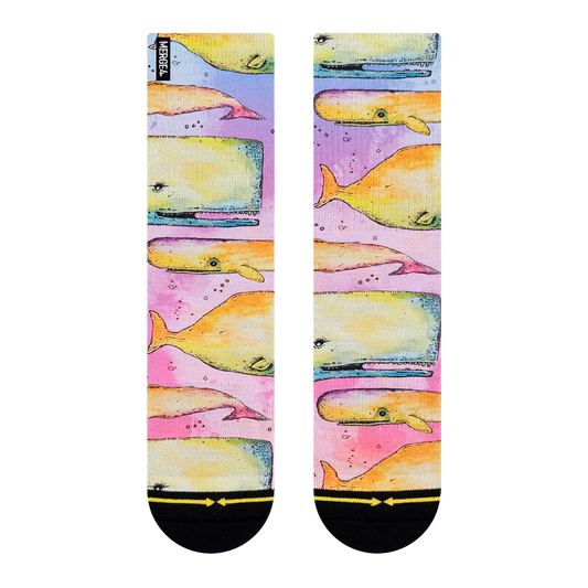 Whale Watercolor Adult Crew Socks With Art By Bad Otis Link