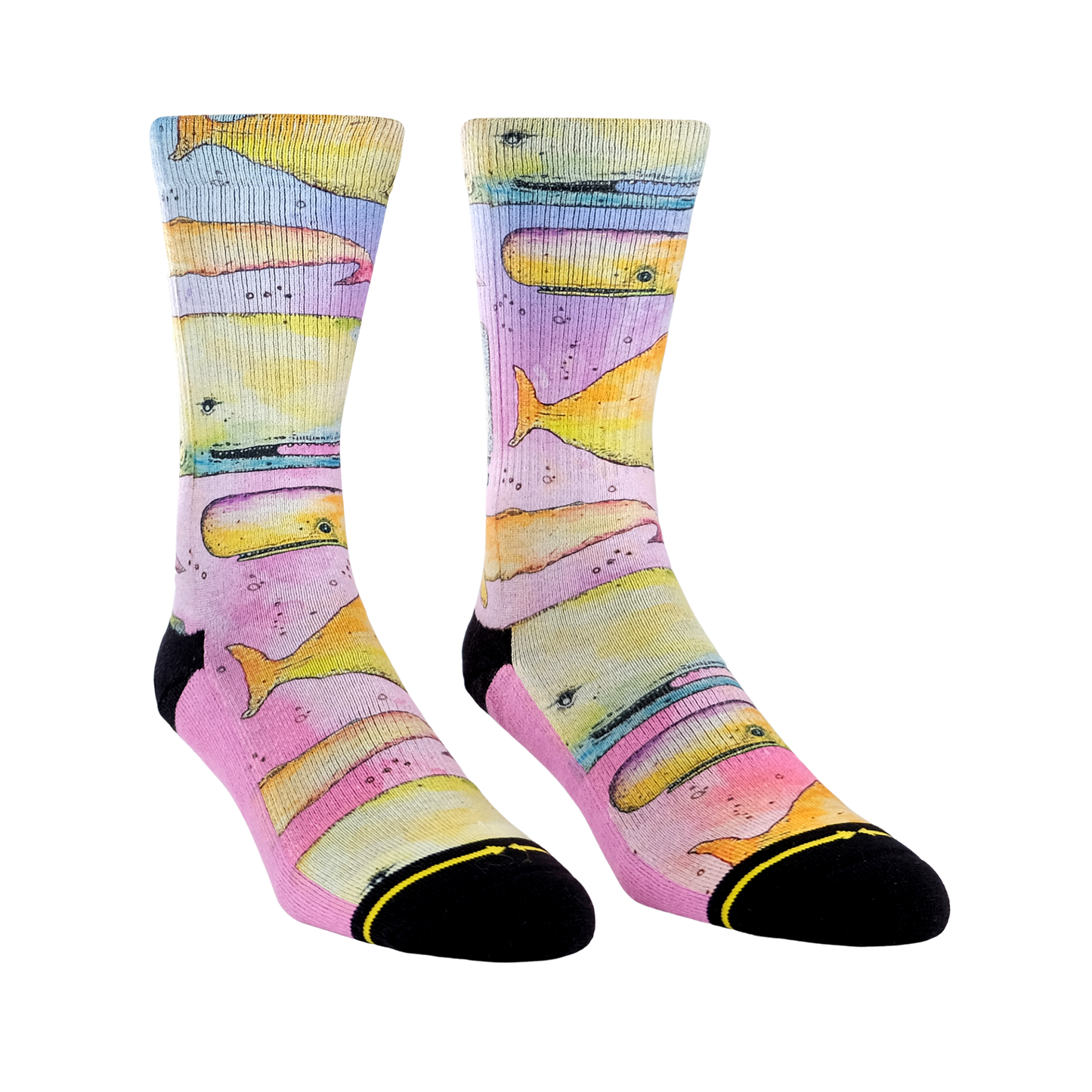 Whale Watercolor Adult Crew Socks With Art By Bad Otis Link