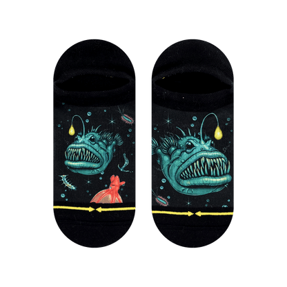 Angler Fish Adult No Show Socks With Art From Umijoo
