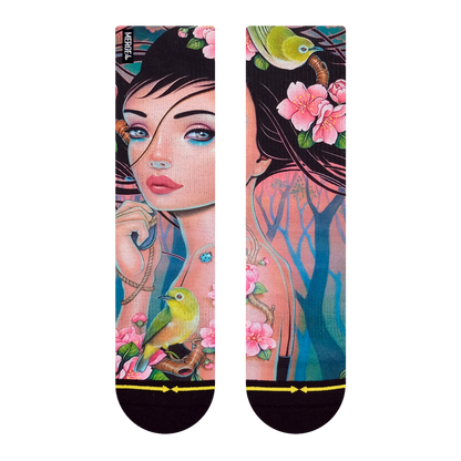 Cherry Lane Adult Crew Socks With Art By Caia Koopman