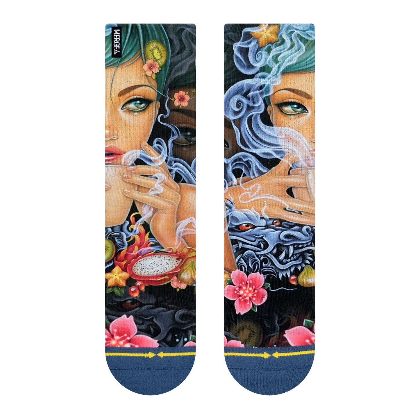 Dragon Tea Adult Crew Socks With Art By Caia Koopman