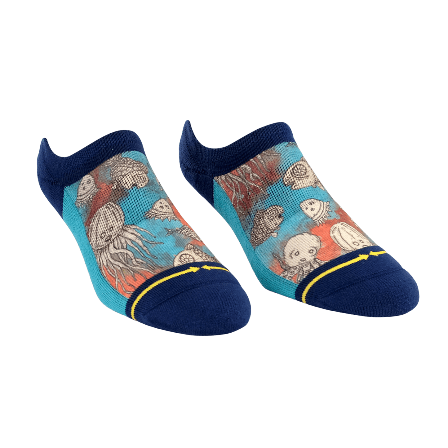 Oceans Adult No Show Sock With Art By Bad Otis Link