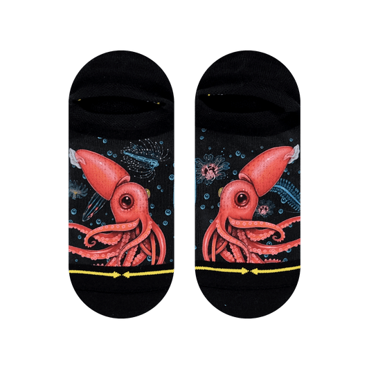 Strawberry Squid Adult No Show Socks With Art From Umijoo