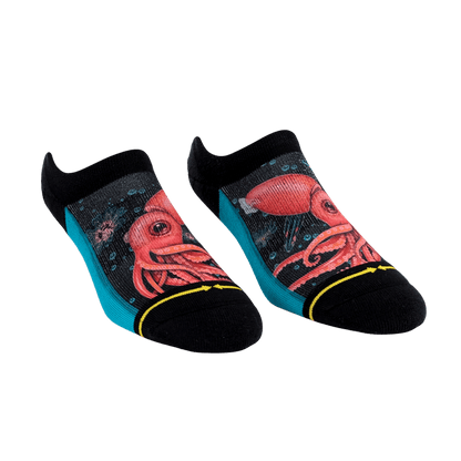 Strawberry Squid Adult No Show Socks With Art From Umijoo