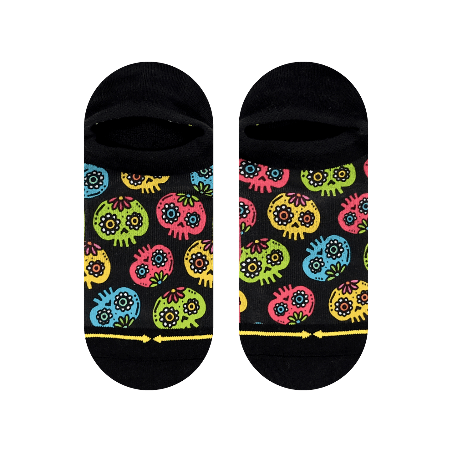 Sugar Skulls Adult No Show Socks With Art By Walmazan