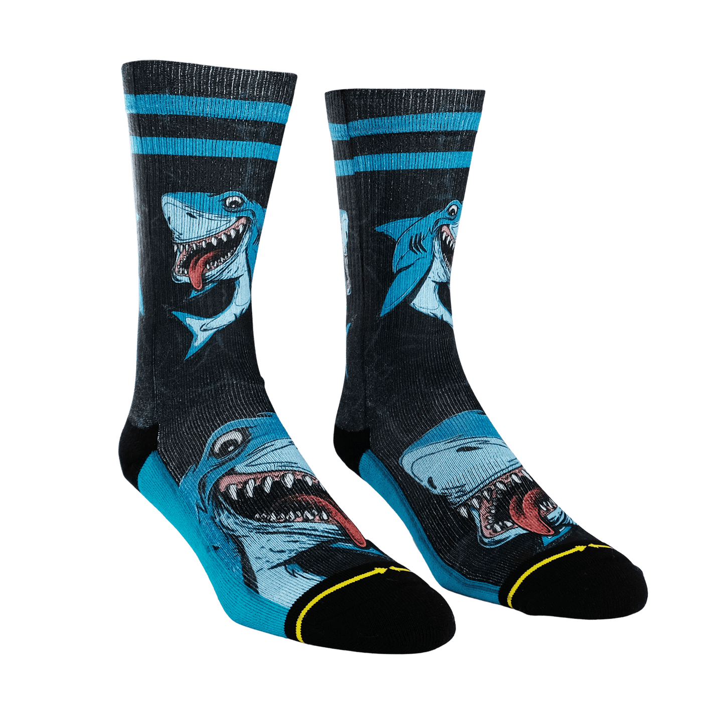 Sharks Art By Skateboarding Hall of Famer Steve Caballero & Hanna Minck Adult Crew Socks