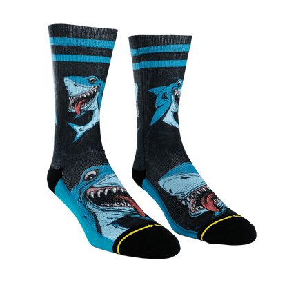 Sharks Art By Skateboarding Hall of Famer Steve Caballero & Hanna Minck Adult Crew Socks