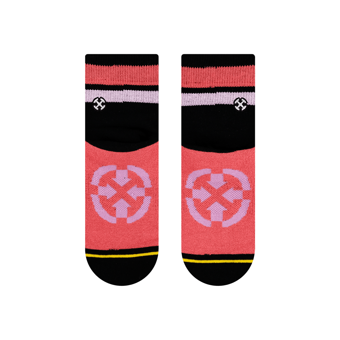 Organic Cotton Black/Pink Adult Quarter Crew Socks