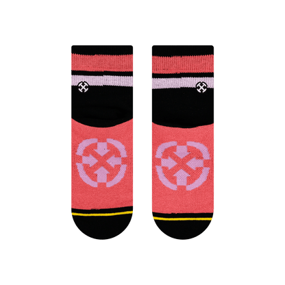 Organic Cotton Black/Pink Adult Quarter Crew Socks