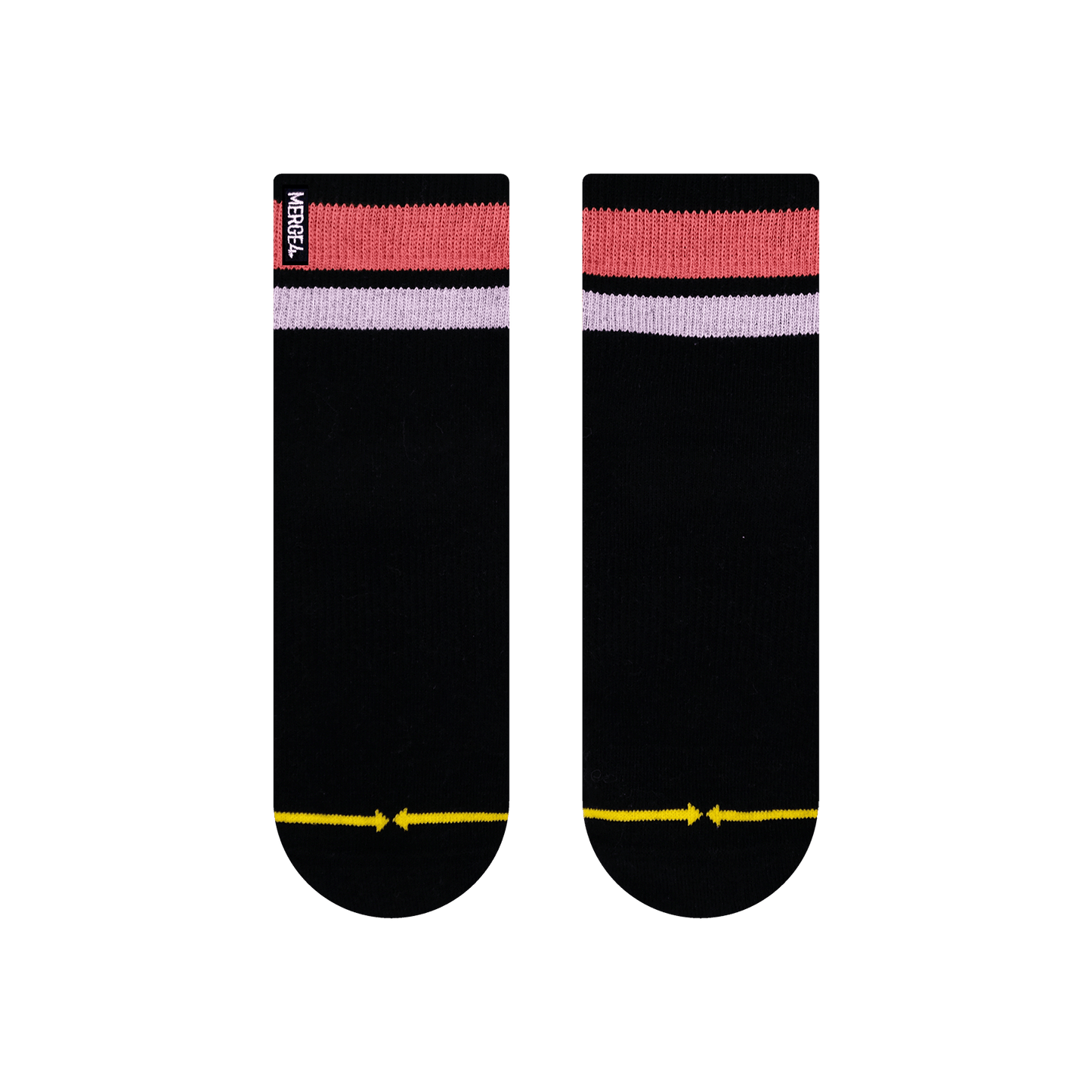 Organic Cotton Black/Pink Adult Quarter Crew Socks