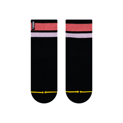 Organic Cotton Black/Pink Adult Quarter Crew Socks
