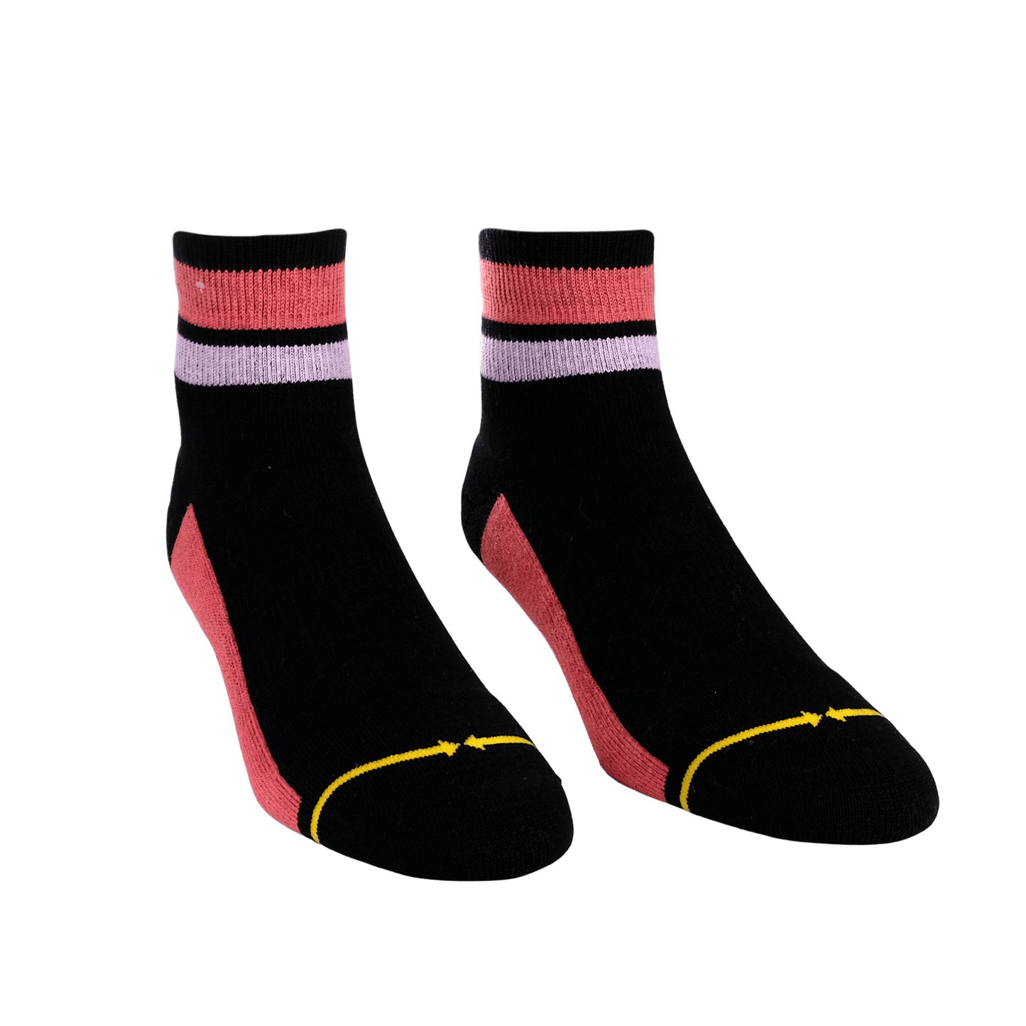 Organic Cotton Black/Pink Adult Quarter Crew Socks