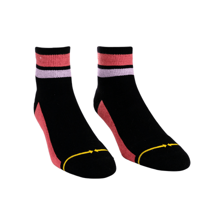 Organic Cotton Black/Pink Adult Quarter Crew Socks