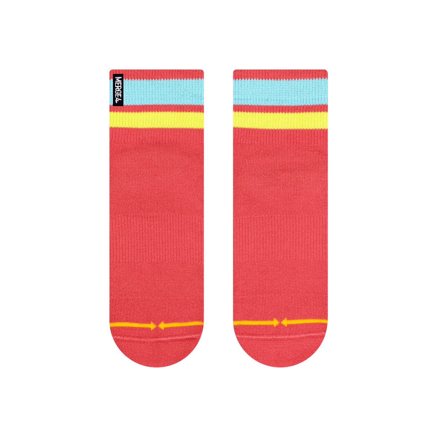 Organic Cotton Coral/Sky Quarter Adult Crew Socks