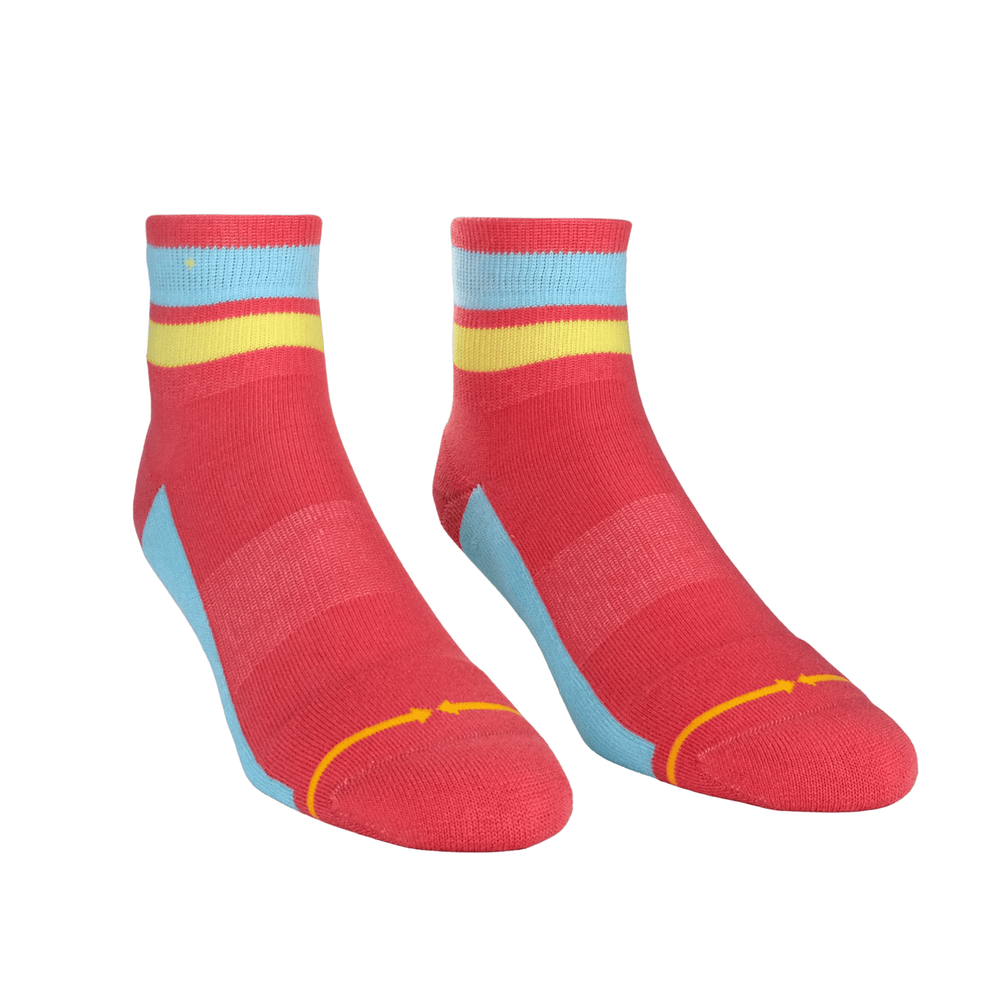 Organic Cotton Coral/Sky Quarter Adult Crew Socks