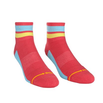 Organic Cotton Coral/Sky Quarter Adult Crew Socks