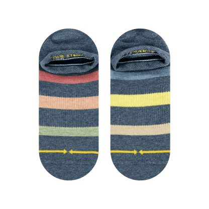 Rhythm Stripe Plant Dye Adult No Show Socks