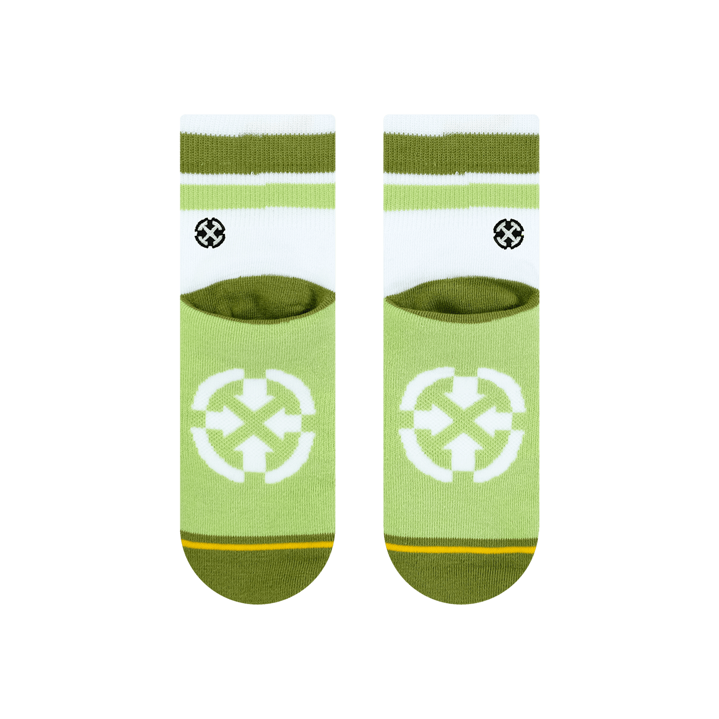 Organic Cotton White/Olive Adult Quarter Crew Socks